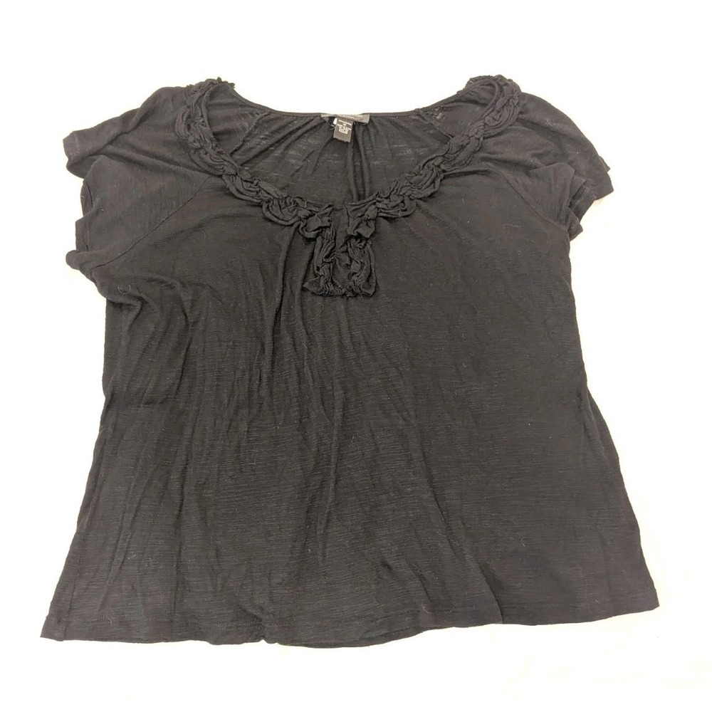 Goth Fairy Grunge Sheer Black Ruffle Top Cottagecore Witchy Cable Gauge 1X